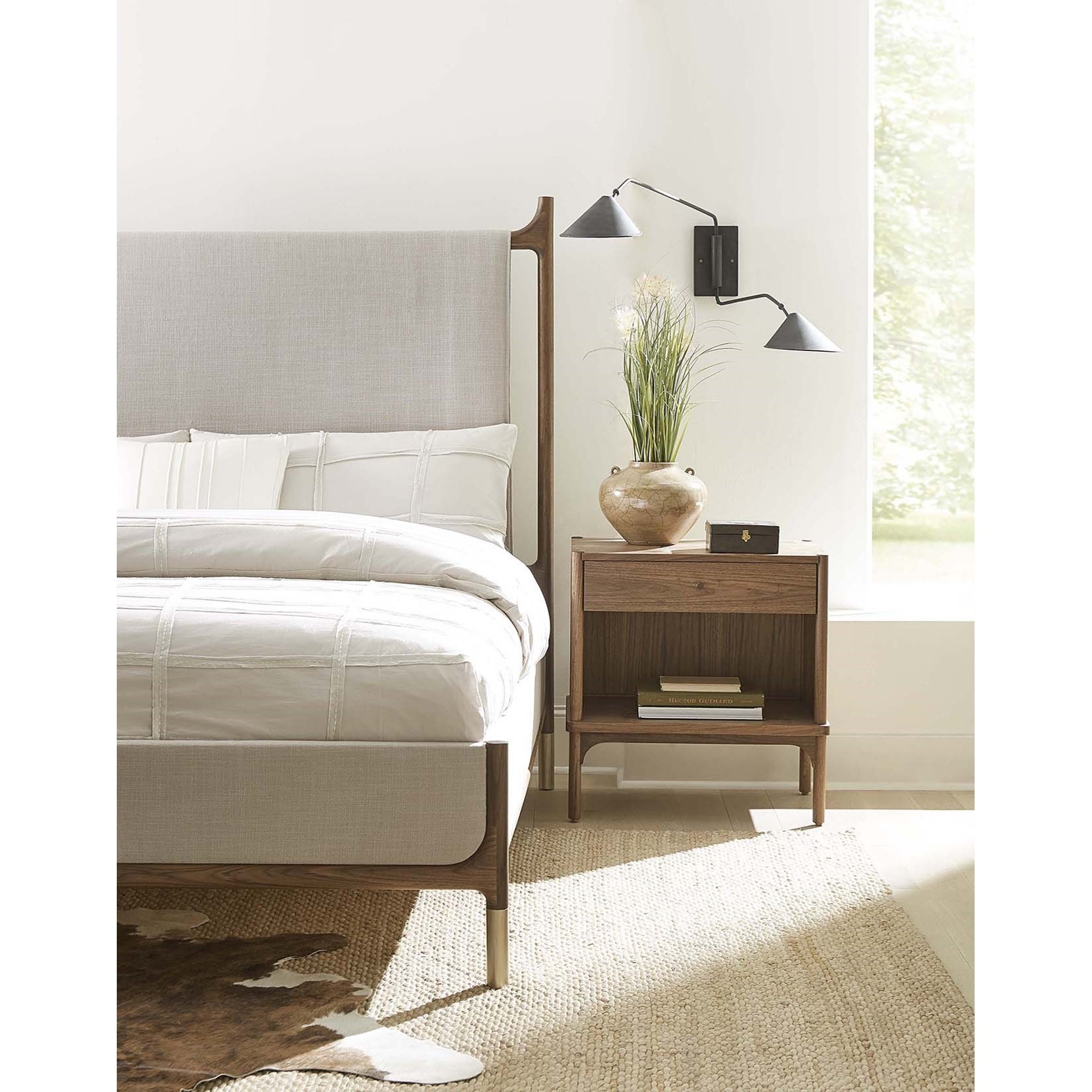 Walnut on sale upholstered bed